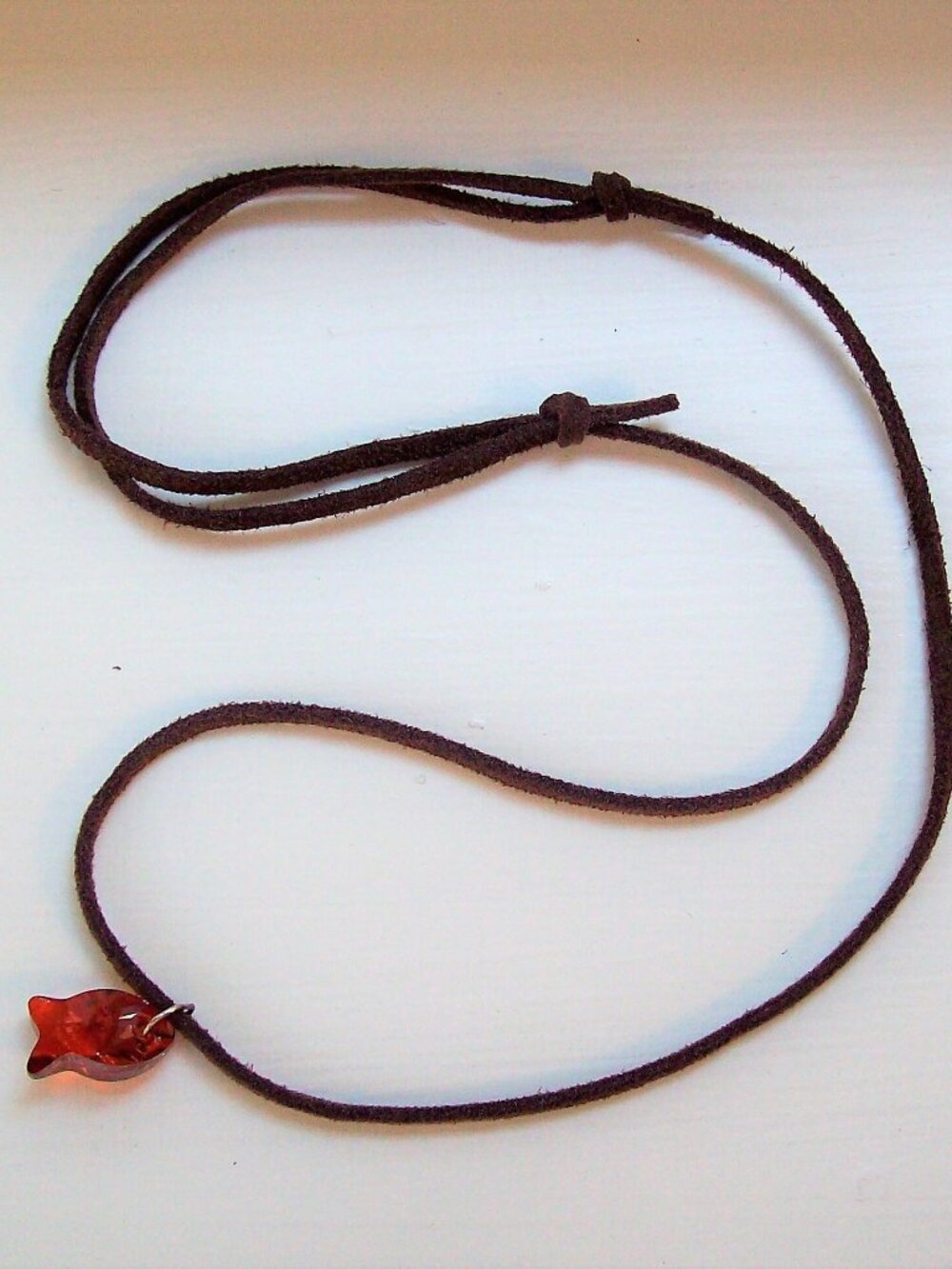 Faceted Swarovski Crystal Fish Pendant Adjustable Suede Leather Necklace